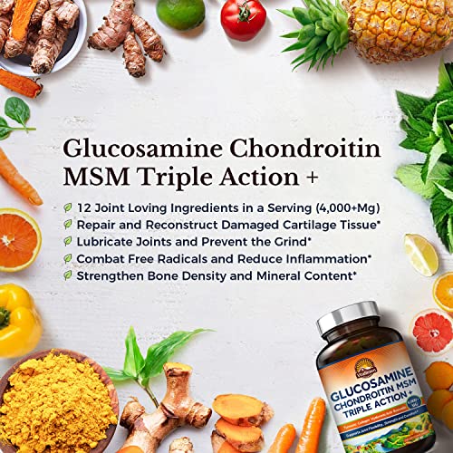 Vitalitown Glucosamine Chondroitin MSM, Triple Action+ Joint Formula 12 JointLoving