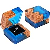 Loongresinwood Wedding Ring Box, Handmade Wooden Ring Bearer Box for Proposal, Elegant Vintage Ring Holder Box, Engagement Ring Box with Single Slot, Suitable for Proposal, Wedding, Jewelry Storage