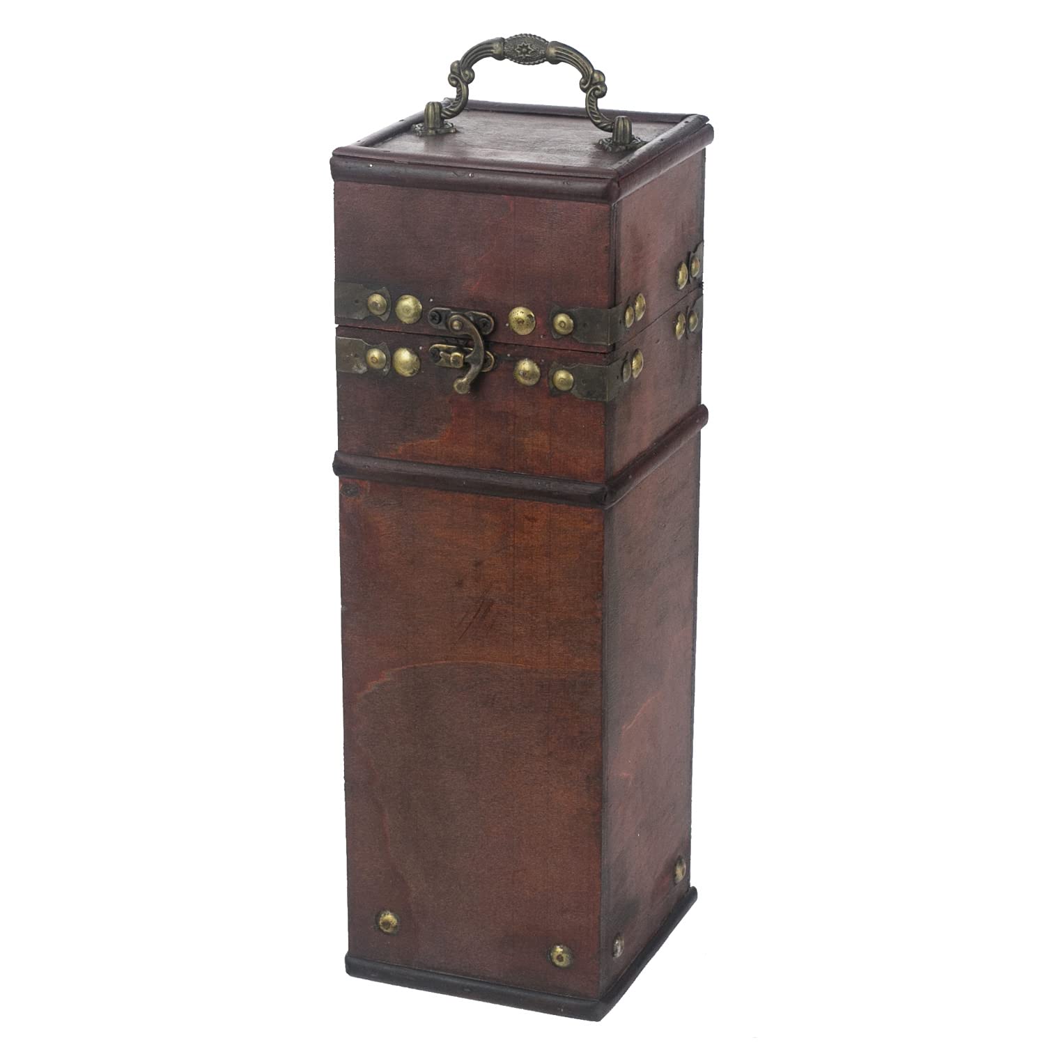 HMF Vintage Decorative Wooden Gift Box with Lid | For 1 Bottle of Wine | Portrait Format | France