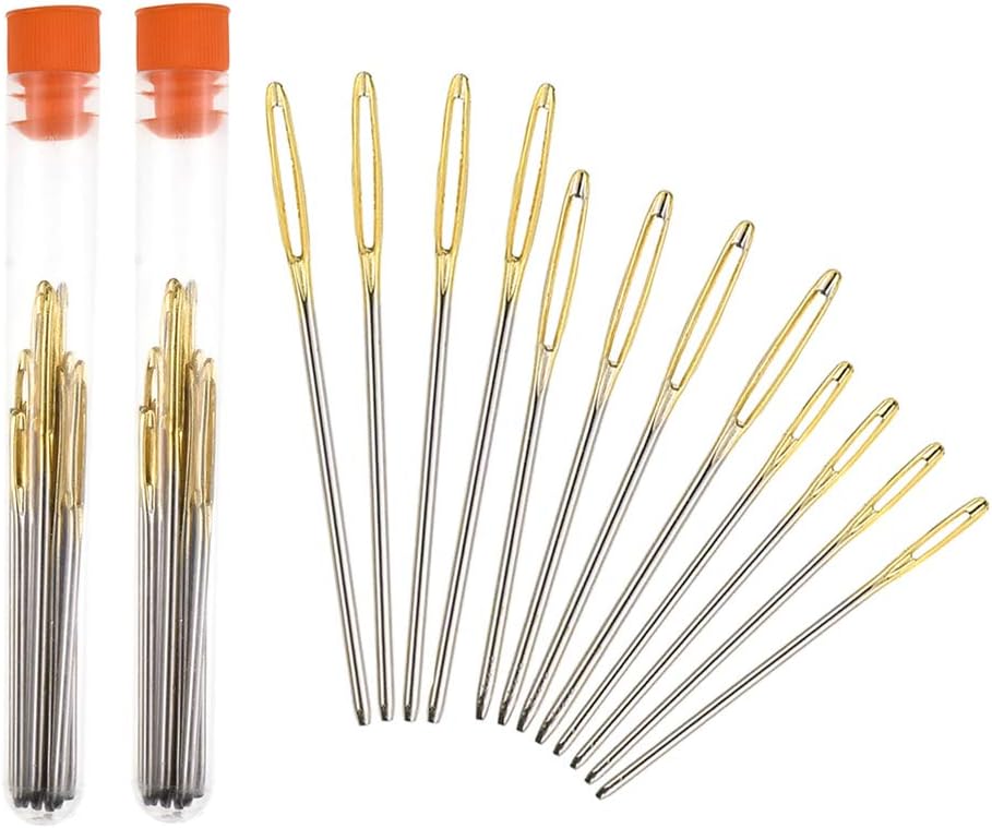 Exceart 2 Sets Large Eye Needles Large Eyes Hand Sewing Needles Wool Needles Yarn Needle