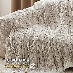 Bedsure Cable Knitted Throw Blanket for