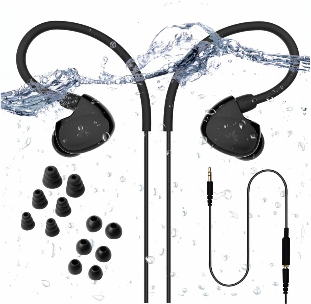 Avantree Secure Fit Waterproof Earbuds for Swimming, Headphones for
