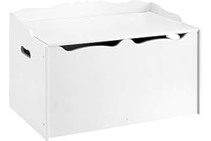 Amazon Basics Kids Toy Box, Wooden Organizer Storage Chest,White, 30" x 18" x 19"