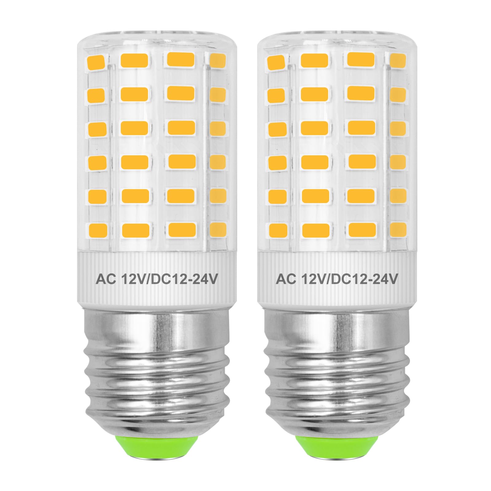 XIMNCHNI 12V LED E27 Light Bulbs Screw in 8W Replaces 60W-70W Boat Lights DC 24V Low Voltage Lamp for Off Grid Solar System Lighting Marine RV Camper, Warm White 3000K Compact Size, 2 Pack