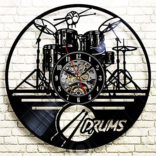 Guitar Drums Set Wall Clock Music Instrument Notes Vinyl Record Gift Home Decor Decorative Vinyl Record Wall Clock This Clock is A Unique Gift to Your Friends and Family for Any Occasion