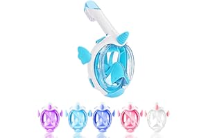 AiScrofa Kids Snorkel Mask, Full Face Snorkel Mask for Kids 4-16, 180 HD View Anti-Fog Anti-Leak Snorkel Mask for Kids Snorkel Set Snorkeling Gear for Kids