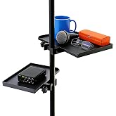 2Pcs Mic Stand Tray, Clamp Shelf for Recording Karaoke Live Streaming | 9.4" &amp; 7.9". Load 3.3lb. Fits pole 0.6"-0.9" tripod/music/lamp stand.Holds mixer, sheet, phone, water bottle. Studio home use