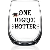 JERIO Graduation Gifts for Her Him One Degree Hotter Wine Glass 15 Oz, College Graduate Gift for Women, Man Funny Graduation Present for Masters Degree High School Middle School College PHD