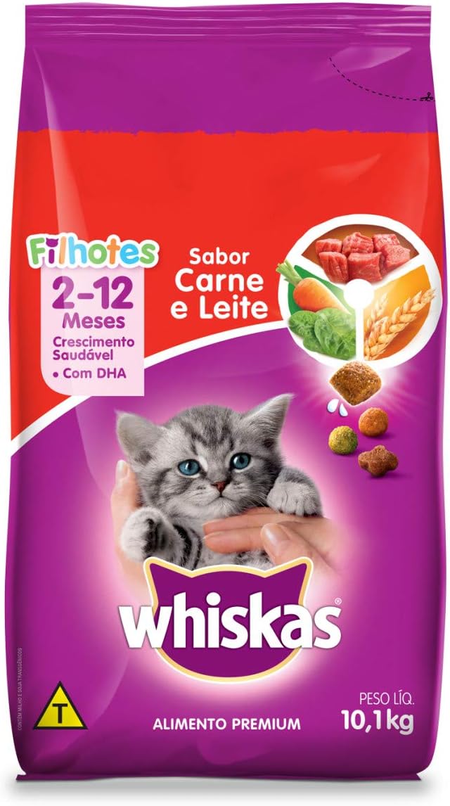 Ração Whiskas Carne e Leite Para Gatos Filhotes