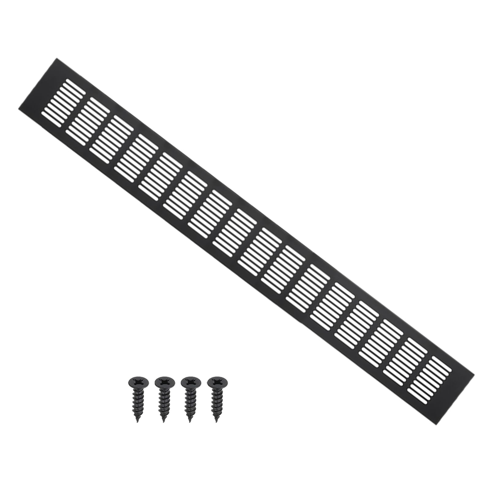 PATIKIL 23.6 x 3.2 Inch Door Air Vent Cover, Aluminum Grille Ventilation Cover Louvered with Mounting Screws for Cabinet Wardrobe Door, Black