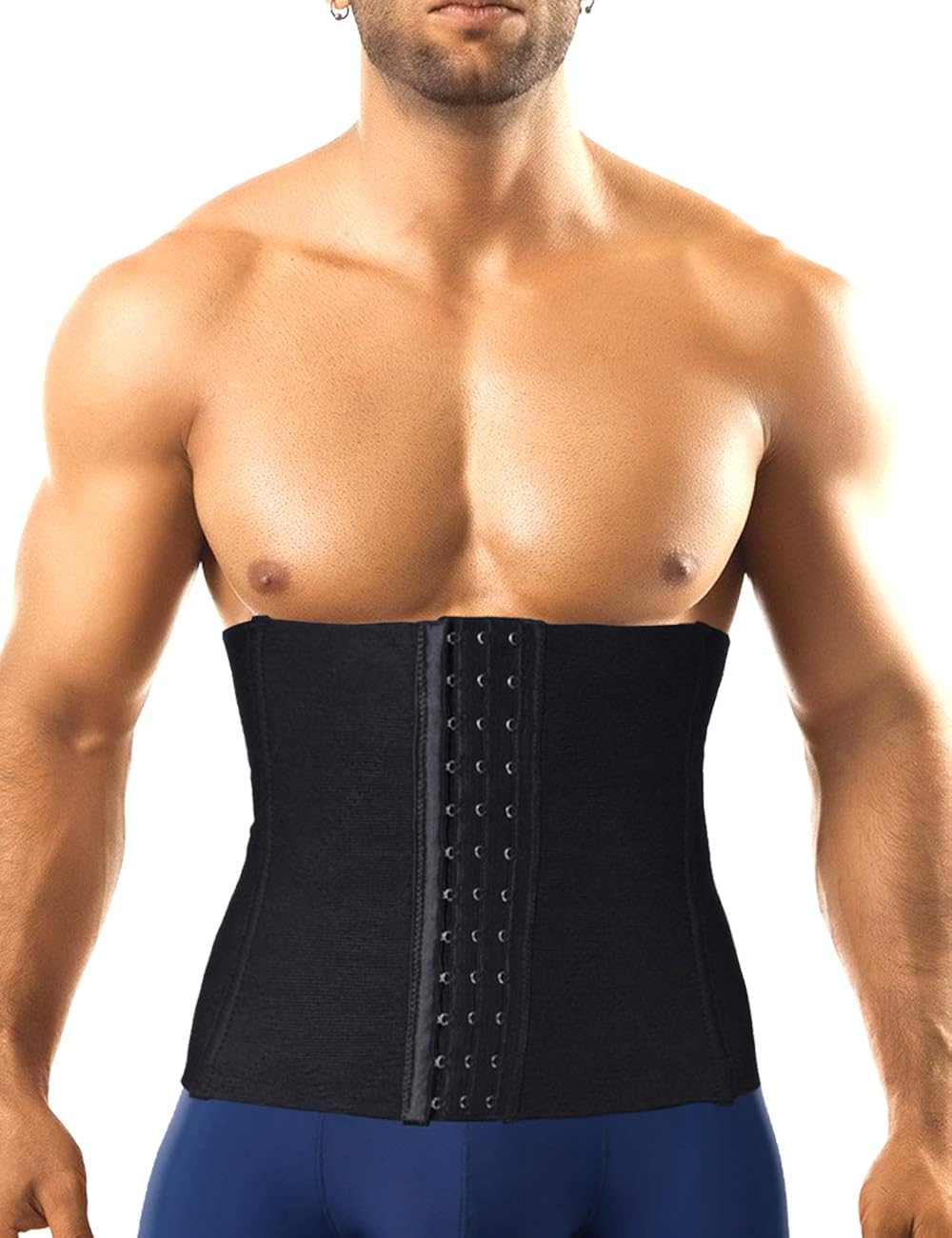Men S Waist Trainer Corset Trimmer Belt Weight Loss Fitness Body Shaper Workout Back Support Waist Compression Belly Band Black Size Xl Amazon De Bekleidung