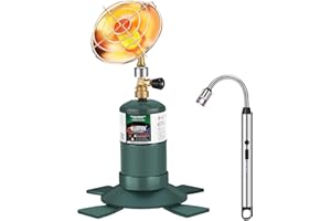 KOMAN Propane Heater Tent Heater for Camping Patio Heater Camping Heater Portable Heater Outdoor 6200BTU Power with Control Valve,Golf Cart Heater,Propane Gas Tank Holder,Uses 1lb Small Propane Tanks