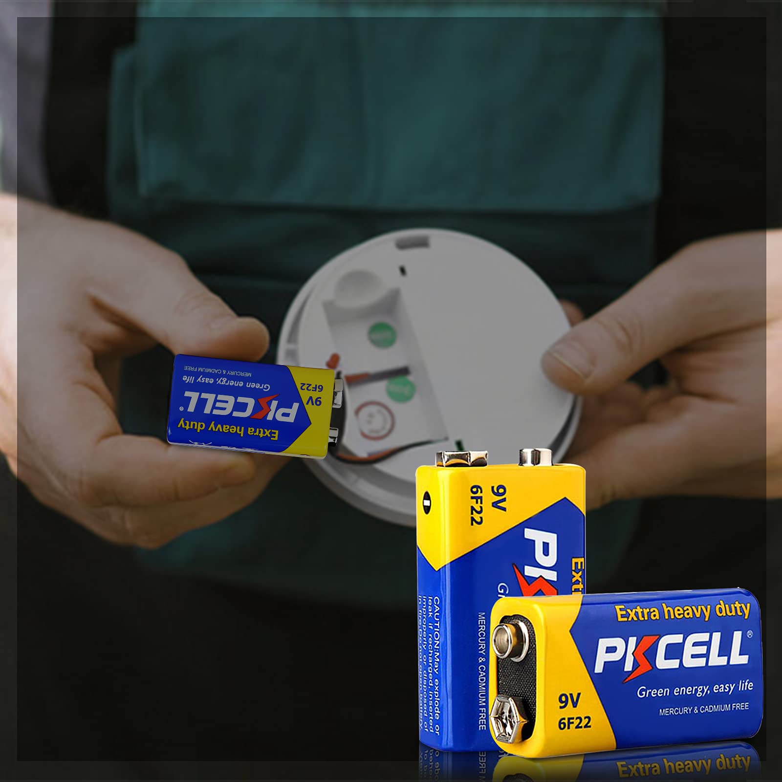 PKCELL 9V Batterie, Blockbatterie, 6F22 Batterien für Rauchmelder, Radio-Kamera, Spielzeug, 8 Stück 5