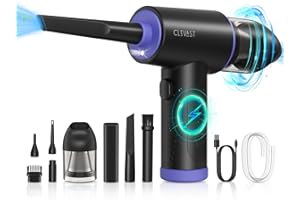CLEVAST Compressed Air Duster - 3 Gear 110000RPM Electric Air Duster, 3 in 1 Versatile with LED - Cordless Dust Blower & Mini Vacuum & Inflating for PC, Computer, Keyboard, Rechargeable Canned Air
