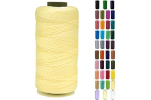 Tsuisho 1.5mm x 219 Yards Polyester String Cord for Knitting and Crochet, 100% Polypropylene Macrame Cord for Hats, Bags, Purses, Shoes, Plant Hangers, DIY Crafts - Peach Yellow