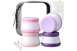 INSFIT Travel Containers for Toiletries, TSA Approved Silicone Cream Jars, Travel Size Containers with Lids, 4PCS BPA Free Leakproof Travel Accessories for Liquid Lotion with Labels Mini Spatulas