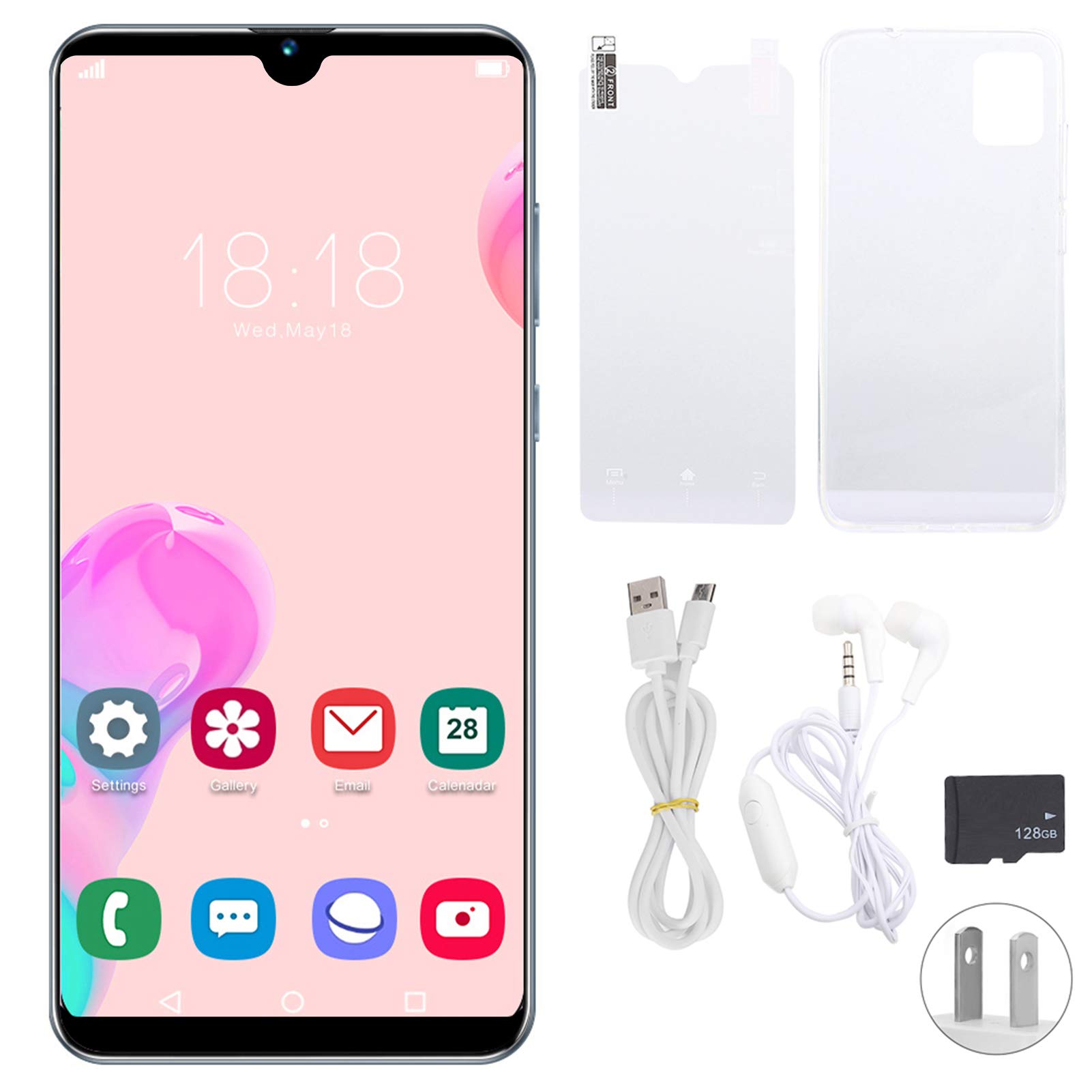 Hilitand 6.1in Full Screen Dual Card Face ID Smartphone,Front Camera 200W + Back Camera 500W,Fingerprint Unlocked Fast and Secure,5point Touching Screen,Support for Android 10.0,with 128G Memory Card