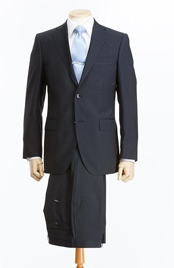 Amazon Co Jp リッケンバッカー Rucken Bacchar アウトレット A体 Ab体 アダルトトレンド2つボタンスーツ ストライプ ネービー 服 ファッション小物