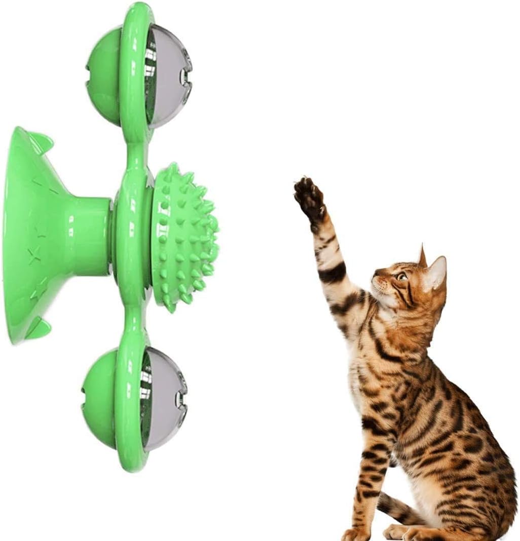HFBBY Cat Turning Windmill Toy Turntable Tickle Cat Toy Scratch Hair Brush