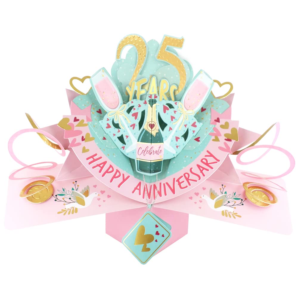 25 Years Happy 25th Anniversary Pop-Up Greeting Card Love Kate's 3D Pop Up Cards POP216MC25