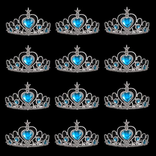DreamHigh 12 Pack girl's Cosplay Princess Rehinstone Crystal Crown Wand Tiara