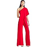 Adrianna Papell Women's Plus-Size One Shoulder Crepe Melania Jumpsuit Plus
