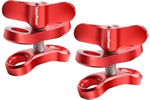 LetonPower 2-Hole 1" Aluminum Underwater Camera Clamp Ball Mount (2-Pack) - Underwater Bracket for Diving Light Arms & Camera Trays, Saltwater-Resistant Adapter for Scuba Photography/Videography Gear