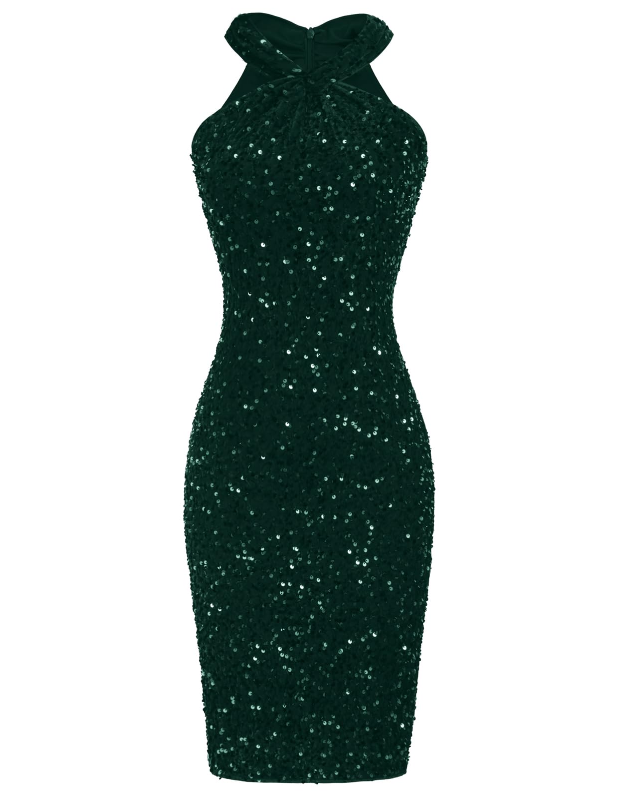 GRACE KARIN Women Sequin Dress Formal Prom Homecoming Dress Dark Green Velvet Sequin M for sale | Denton, TX