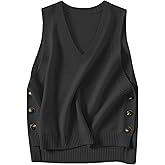 Agoeast Women's Casual V Neck Sleeveless Pullover Knit Vest Fall Ribbed Sweaters Tops