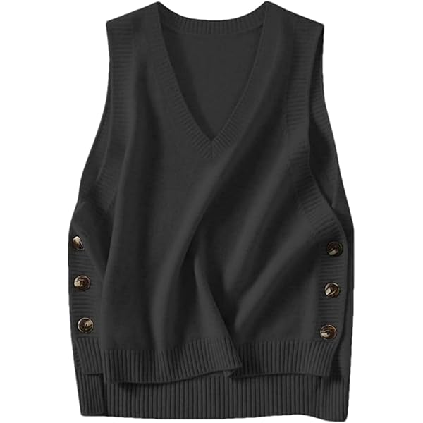 トップス DAIRIKU 20SS Pullover Fringe Knit Vest LIXINGHEITANG Sweater Vest Women Oversize Blue V neck