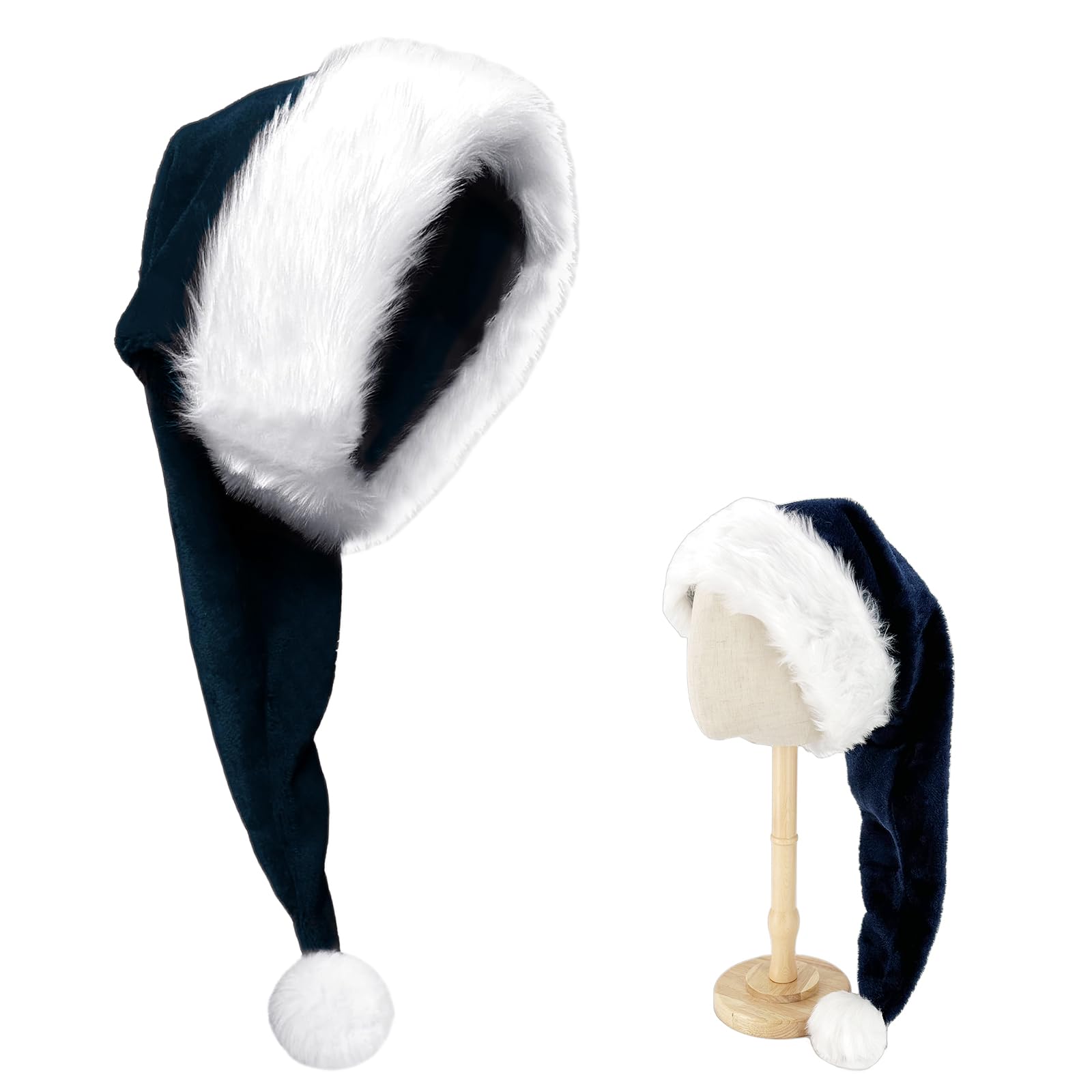 Extra Long Santa Hat Christmas Hats for Kids and Adults,Plus Long Xmas Hat,Unisex Classic Velvet Xmas Holiday Hat,Thicken Luxury Plush Santa Hats Santa Claus Hats for Christmas New Year Party Supplies