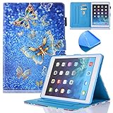 New iPad 9.7 Inch 2017 2018/iPad Air 2/iPad Air Case - Monstek Auto Wake/Sleep Multi-Angle Viewing Smart Stand Wallet Protective Case Cover for iPad 9.7 Inch 2017,iPad Air 1 2,Gold Butterflies