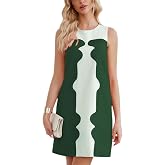 Ladyful Women's Color Block Shift Dress Embroidered 60s Mini Dresses | Sleevelees Crew Neck Short Dress with Pockets, Cotton Linen , Casual , Cocktail Party, Boho Vacation Wedding Guest Dresses