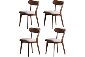 Grewood 100% Solid Oak Wood Dining Chairs,Mid Century Modern Dining Chairs with Upholstered Cushion,Kitchen,Dining Room Chairs Set of 4 (4, Walnut Color Grey Upholstery)