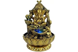 SURPRIZON Ganesha Statues Indoor Water Fountain, Elephant Buddah Statute Tabletop Fountain with Rolling Ball, Zen Fountain for Home Office Bedroom Desk Decoration (Style 6)