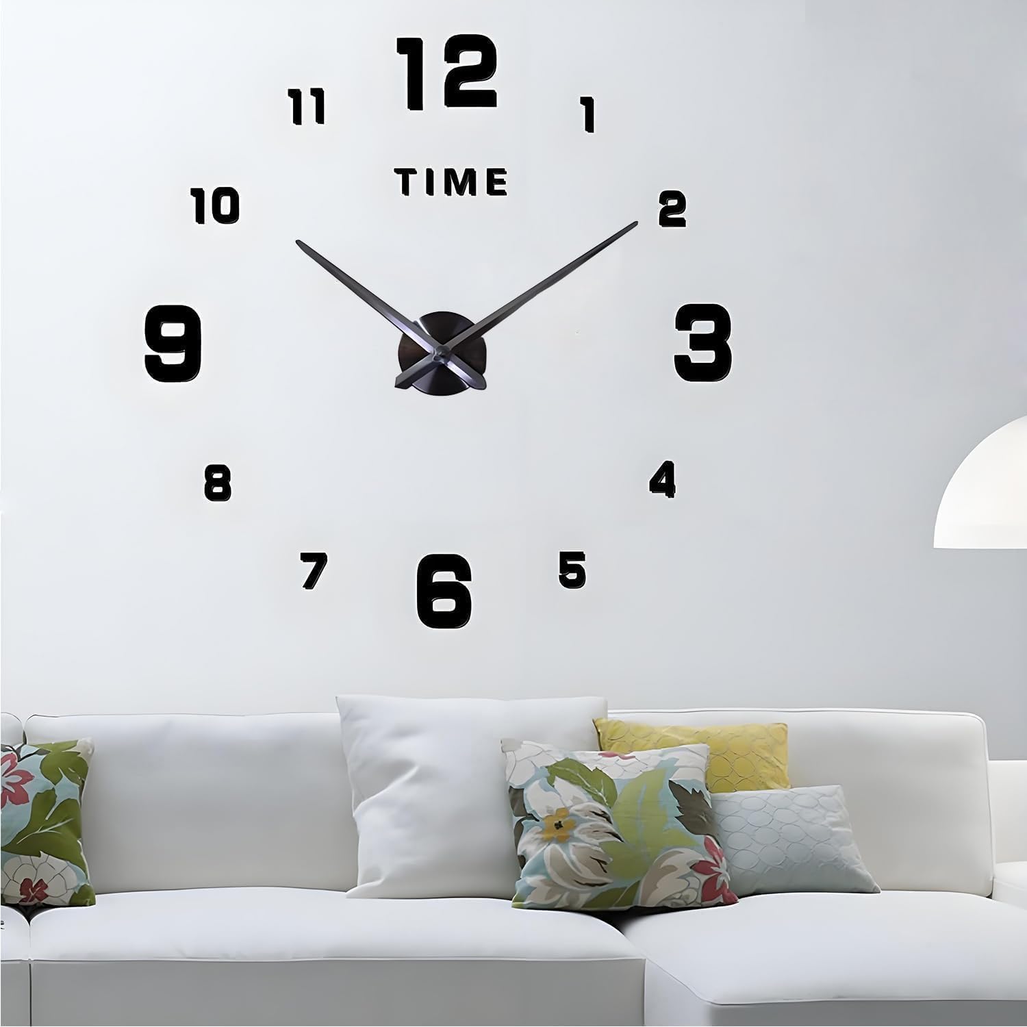 CORALTREE DIY Wall Clock, DIY Modern Mute Large Wall Clock 3D Stickers Home Office Decor Gift (Black)