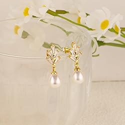 Trinckle Gold Bridesmaid Earrings, Gold Pearl