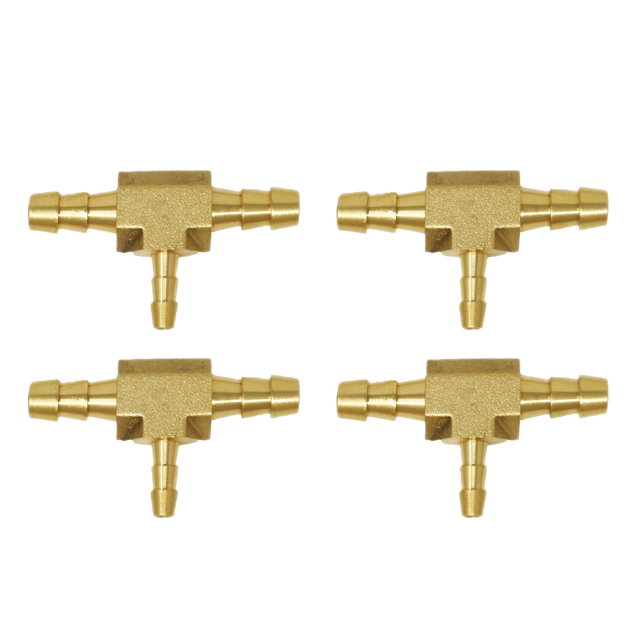 Brass Barb Tee Fitting 1/4" x 1/4" x 1/8" (Set of Four)