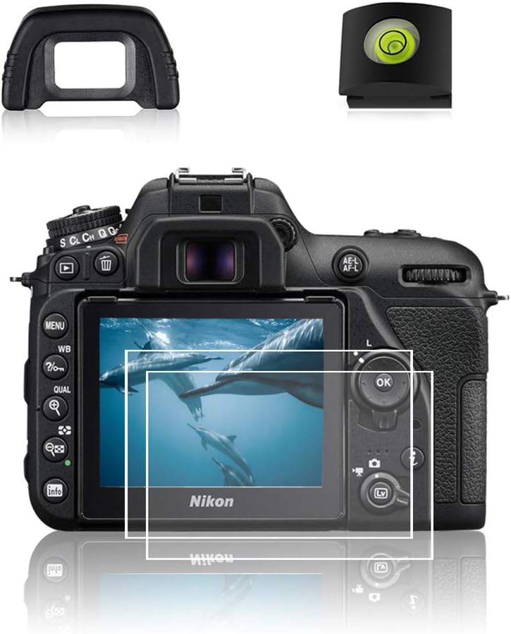 D750 D7100 D7200 Screen Protector & DK-21 Viewfinder Eyepiece Eyecup & Hot Shoe Cover Replacement for Nikon D750 D7100 D7200 (2+1+1pcs) Tempered Glass Film Protective Hardness Waterproof Crystal Clear