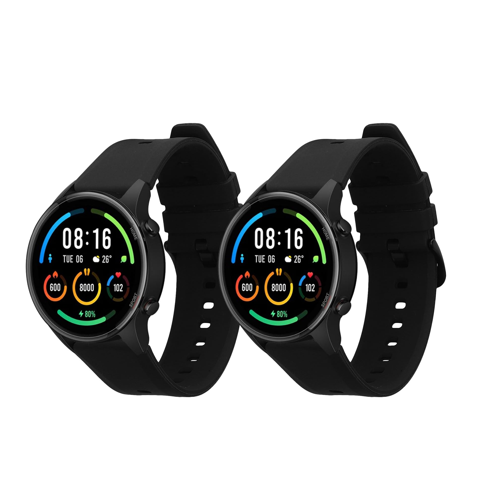 kwmobile 2x Straps for Xiaomi Mi Watch Color Sport / S1 Active Watch Strap - Silicone Replacement Watch Strap Set - Replacement Bands Black/Black