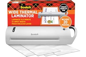 Scotch® Thermal Laminator Combo Pack, 1 White Thermal Laminator 13" Wide, 20 Laminating Sheets, Fits Letter Size