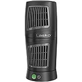 Lasko 12" Twist-Top™ 3-Speed Portable Tower Table Fan Widespread Oscillation for Bedroom, Office, Black, 4911
