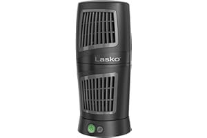 Lasko 12" Twist-Top™ 3-Speed Portable Tower Table Fan Widespread Oscillation for Bedroom, Office, Black, 4911