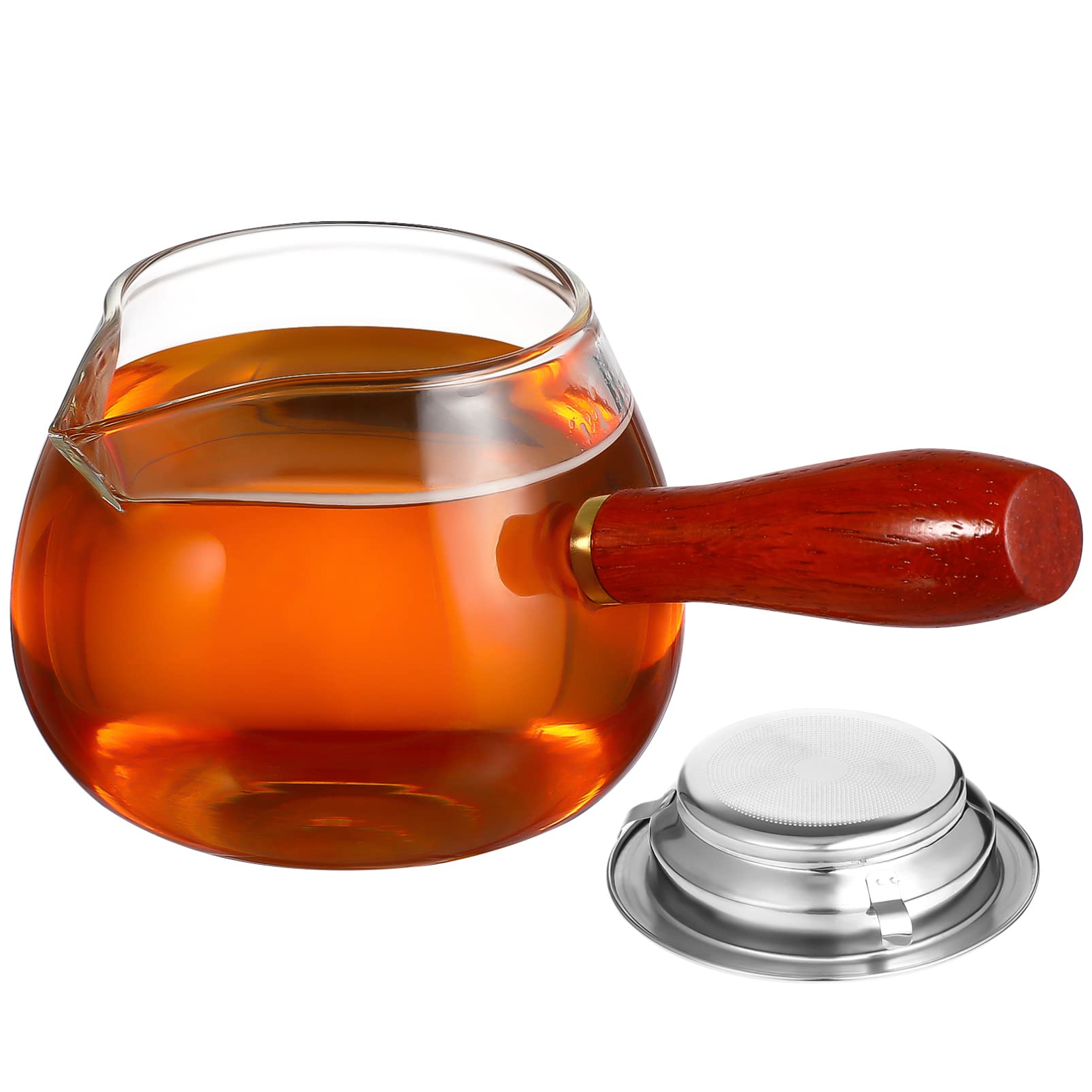 Alipis Glass Tea Wood Handle Teaware for Home Tea and Office Includes and Dispenser Cup