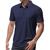 QOSOQ Mens Polo Shirts Short Sleeve Casual Button Golf Polo Shirt Lightweight Summer Tops