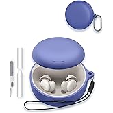Case for Soundcore Sleep A30 by Anker Sleep Earbuds, WUNIAK Soft Silicone Protective Portable Scratch Shock Resistant Shell with Cleaner Kit & Carabiner & Lanyard，Blue