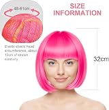 Aomig 3 Pack Short Rose Red Wigs with 2 Caps Synthetic Bob Wig Set view 2