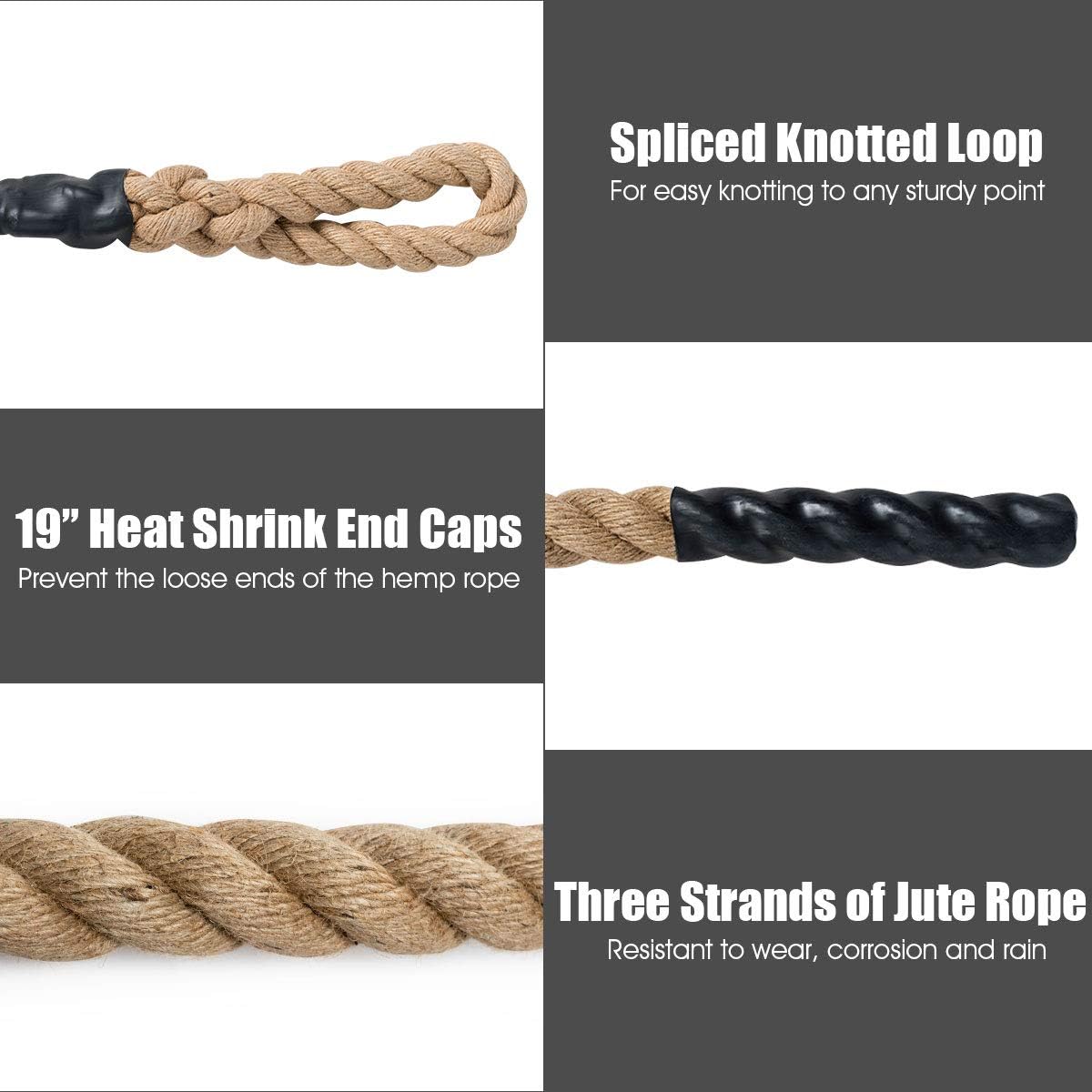 Goplus Gym Climbing Rope for Indoor & Outdoor Crossfit Exercise, Home Training and Fitness Workouts, 1.5 Inch in Diameter, No Mounting Bracket Needed, Length Available 10, 12, 15, 18, 20, 25, 30ft : Sports & Outdoors
