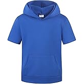 Spring&Gege Boys Lightweight Pullover Hoodies Short Sleeve Hooded Sweatshirt (5-14 Years)