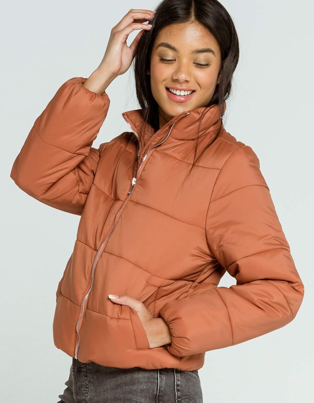 rust puffer jacket women's